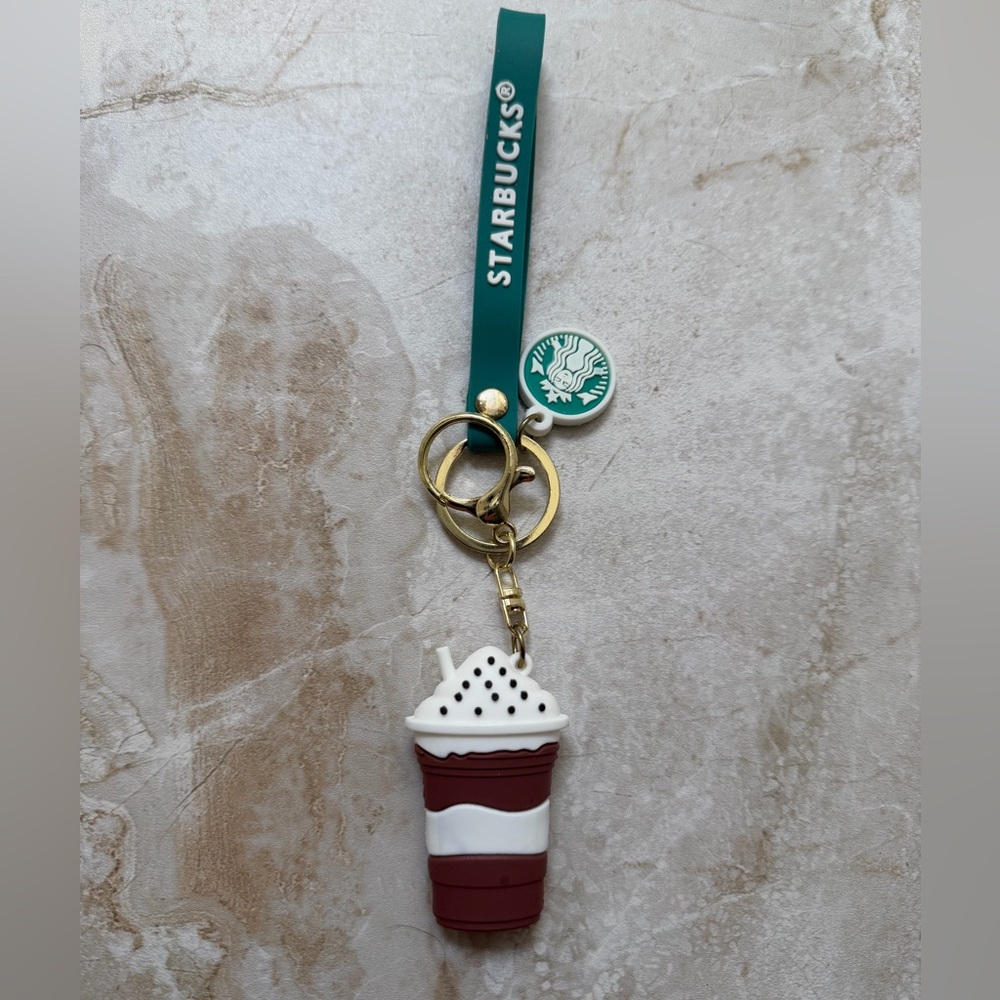 NEW Starbucks Brown, White and Green Key Holder with Strap